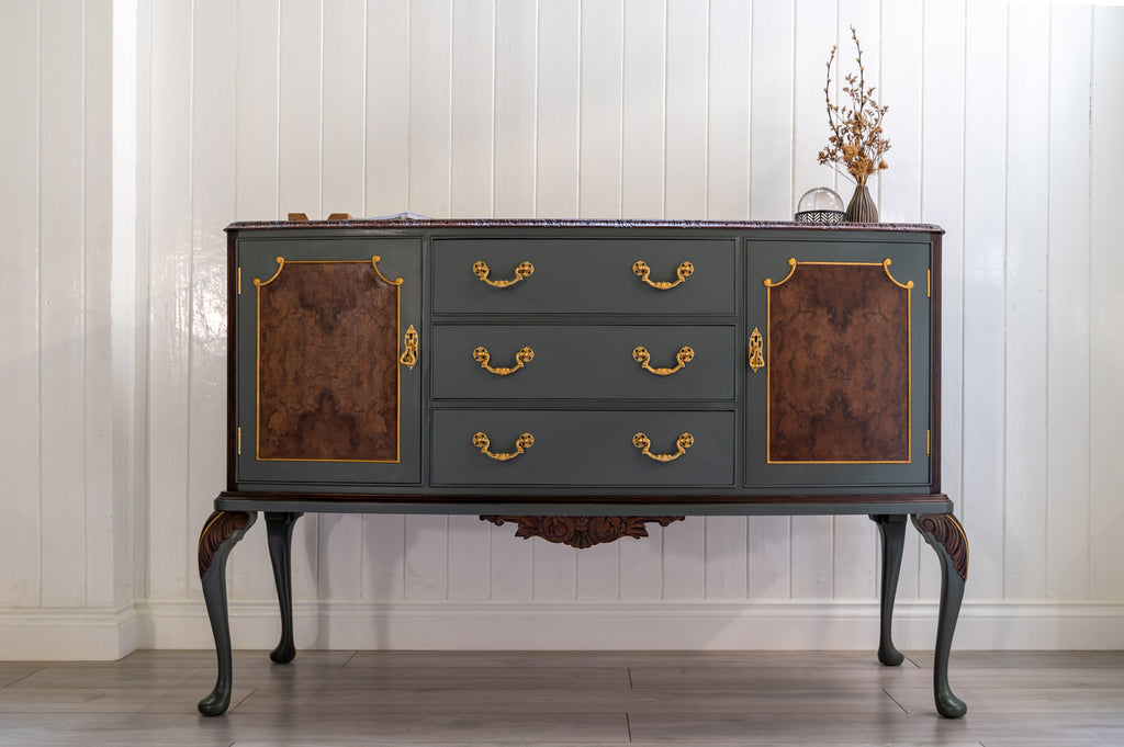 Green, Darkwood Antique Walnut Dresser - Upcyled Furniture