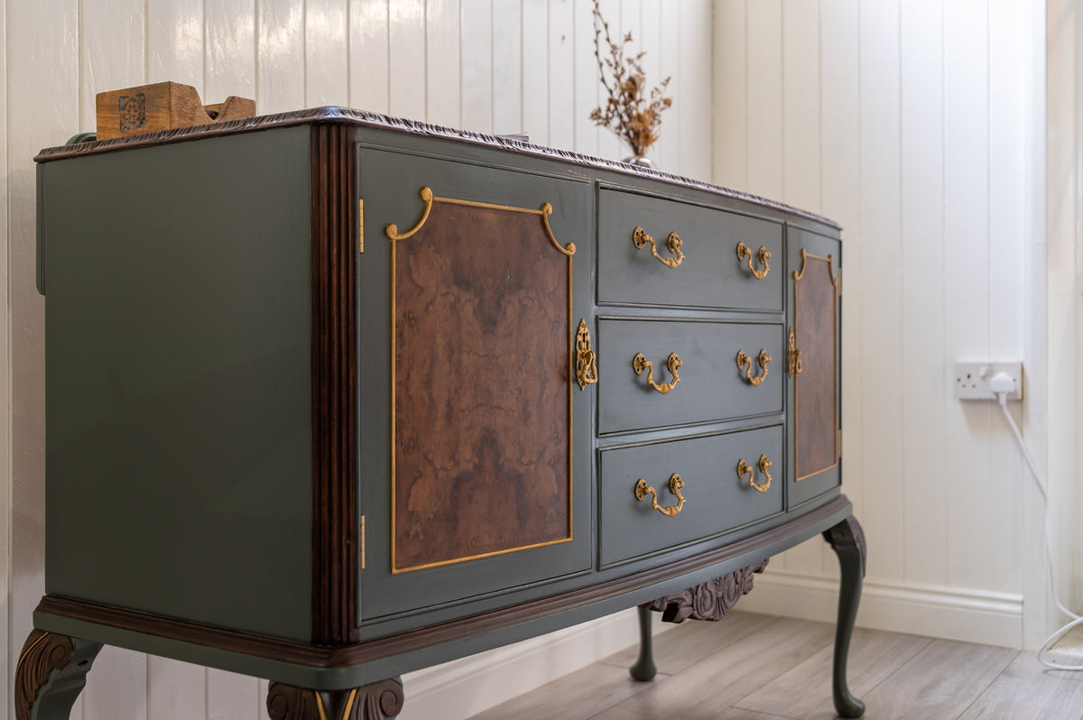Green, Darkwood Antique Walnut Dresser - Upcyled Furniture