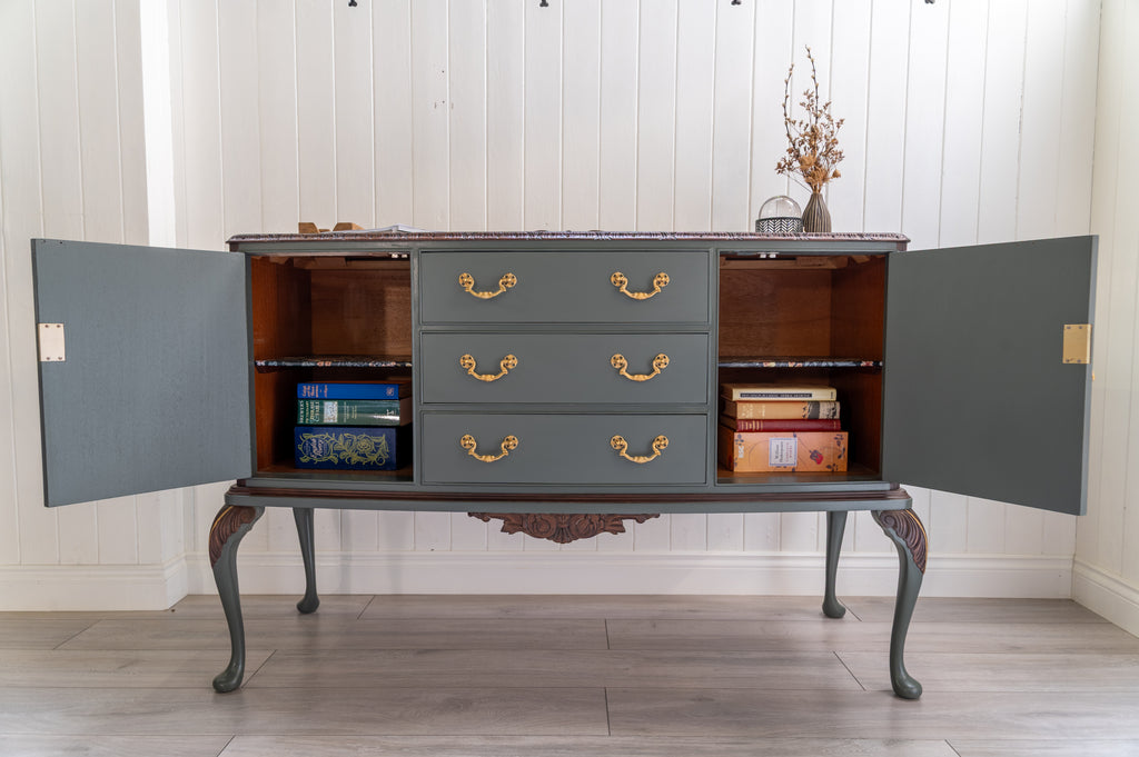 Green, Darkwood Antique Walnut Dresser - Upcyled Furniture