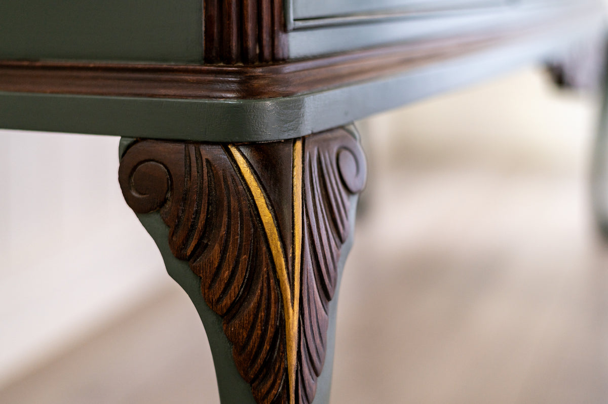 Green, Darkwood Antique Walnut Dresser - Upcyled Furniture