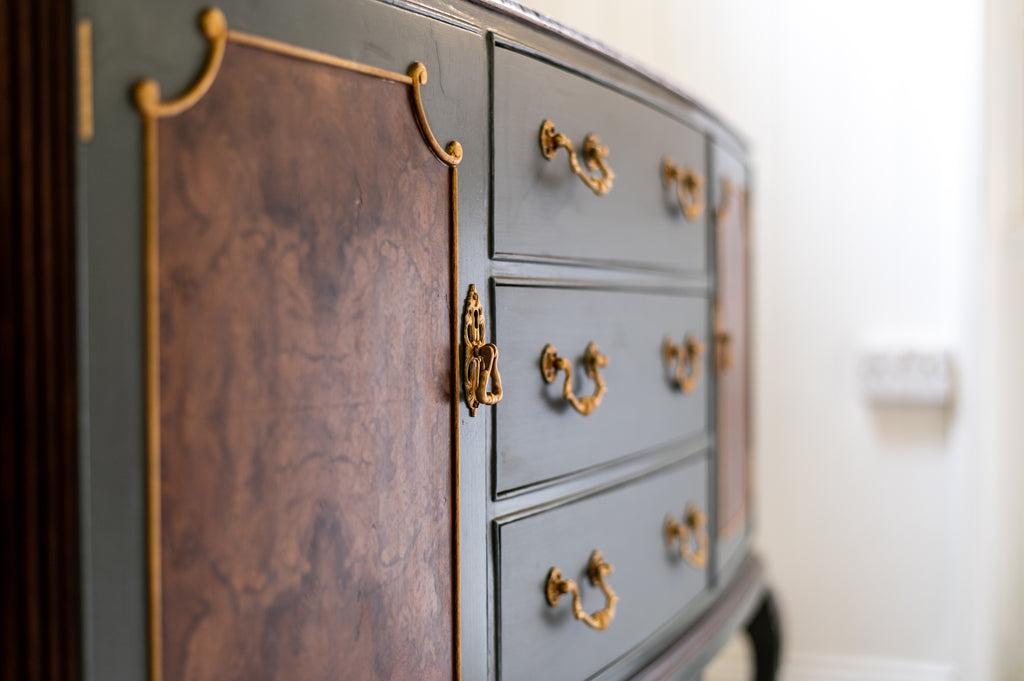 Green, Darkwood Antique Walnut Dresser - Upcyled Furniture