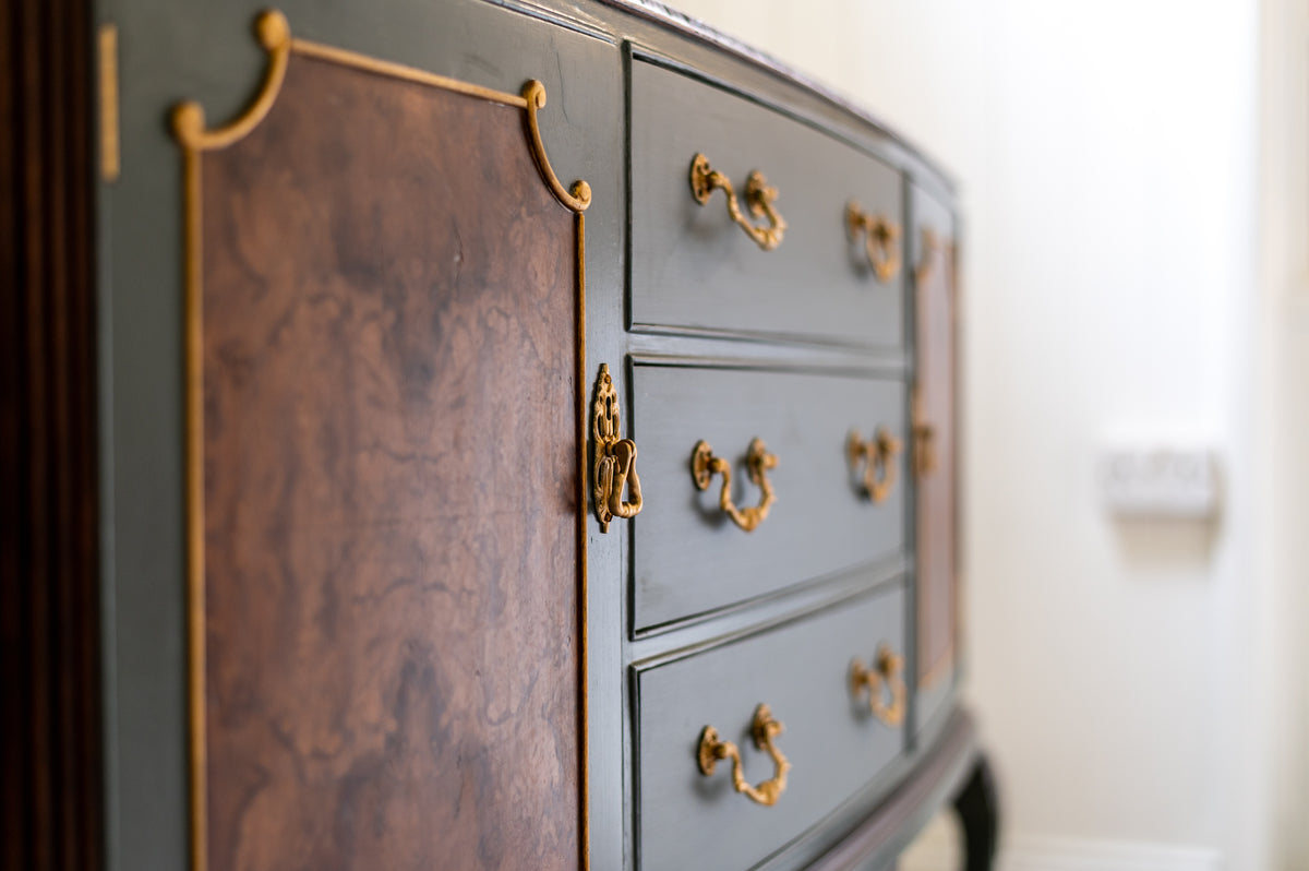 Green, Darkwood Antique Walnut Dresser - Upcyled Furniture