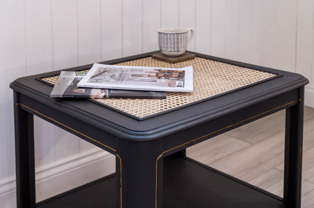 Black Rattan Coffee Table - Upcycled Furniture
