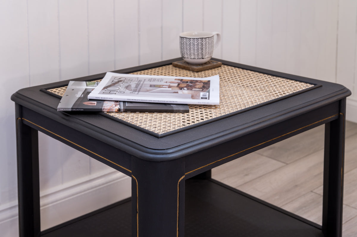 Black Rattan Coffee Table - Upcycled Furniture