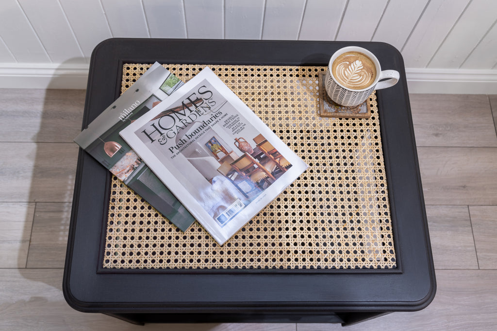 Black Rattan Coffee Table - Upcycled Furniture