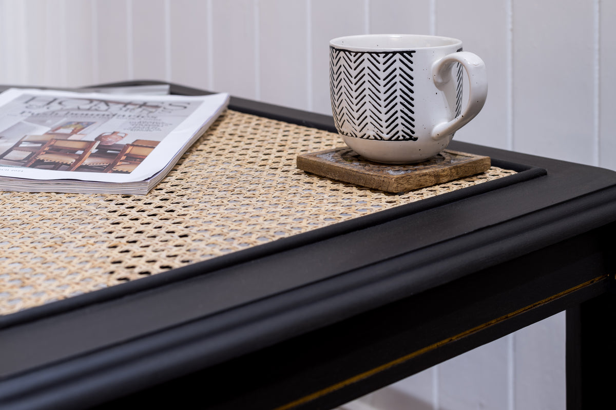 Black Rattan Coffee Table - Upcycled Furniture