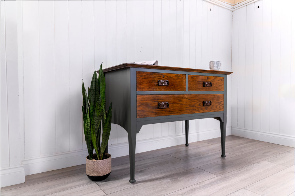 Upcycled Green Console Table