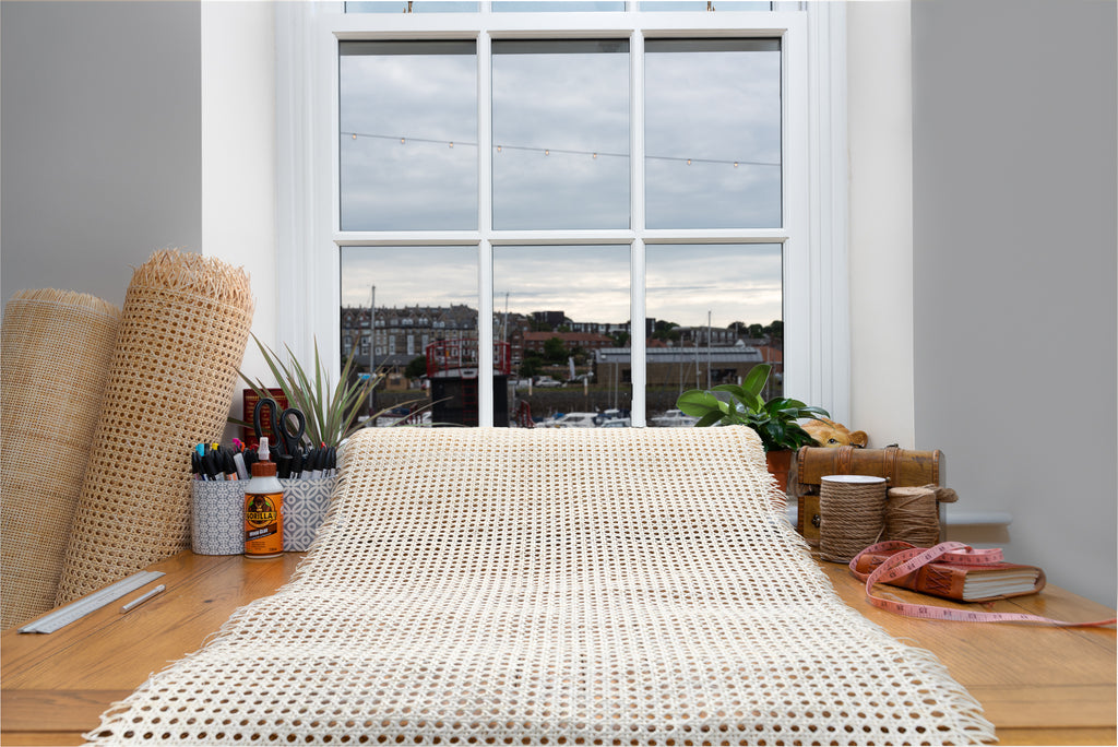 Bleached Hexagonal Weave Rattan 60cm/24" - *Sold in 50cm Increments*